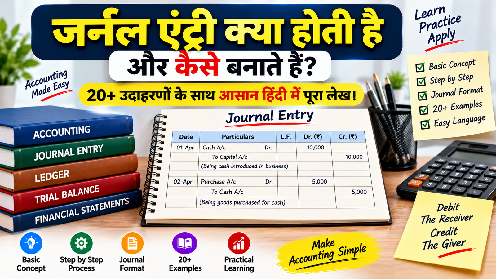 जर्नल एंट्री क्या होती है और कैसे बनाते हैं? 20+ उदाहरणों के साथ आसान हिंदी में पूरा लेख।