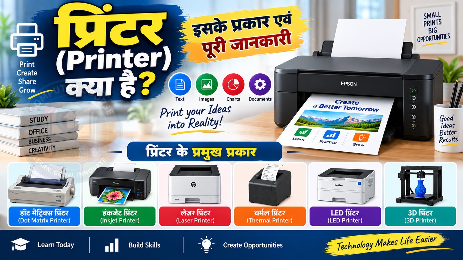 प्रिंटर (Printer) क्या है? इसके प्रकार एवं पूरी जानकारी
