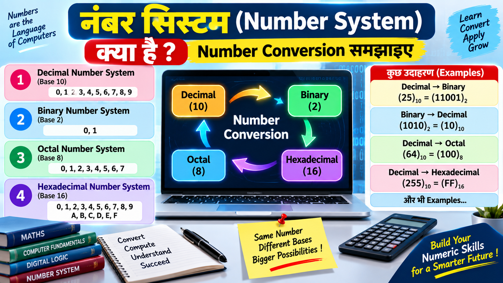 नंबर सिस्टम (Number System) क्या है? Number Conversion समझाइए