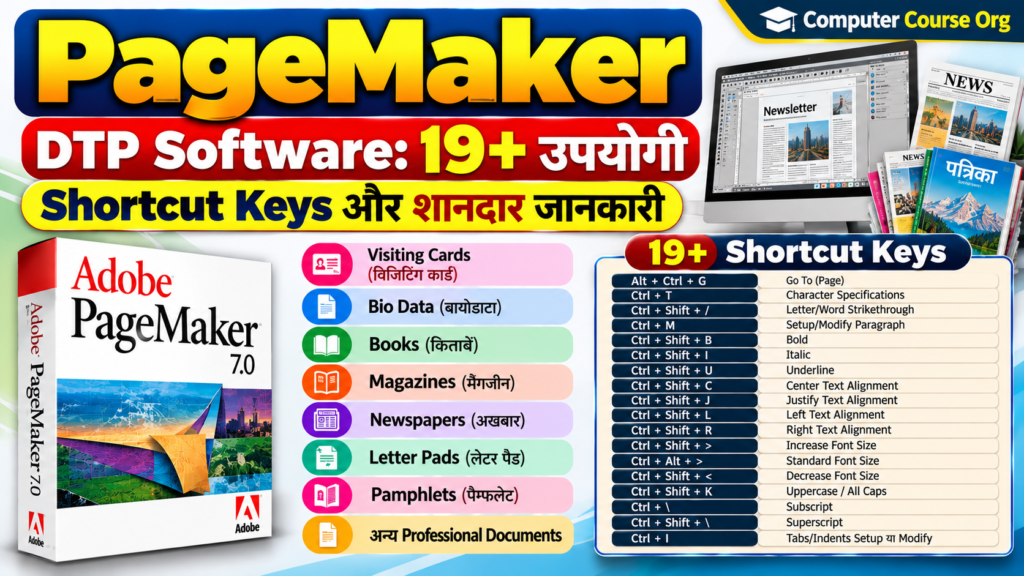PageMaker DTP Software: उपयोग, Documents और 19+ Shortcut Keys की पूरी जानकारी